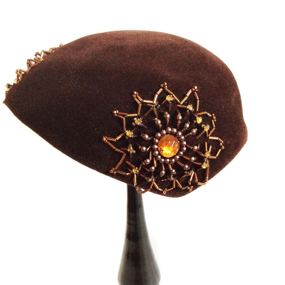 Vintage Carol Velour Beaded Hat main image 6